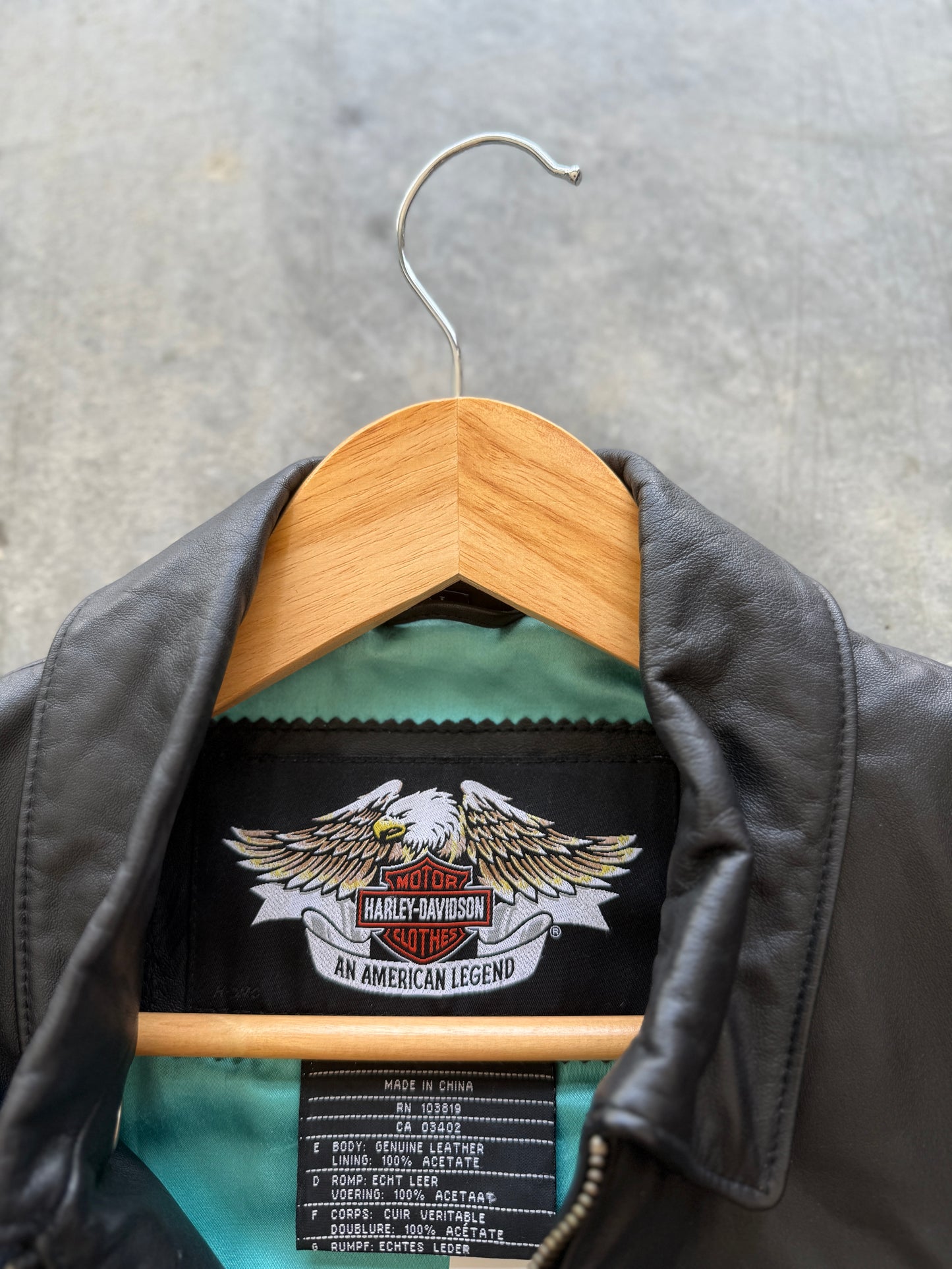 Harley Davidson Turquoise Eagle Leather Jacket - L
