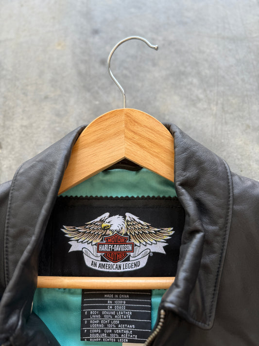 Harley Davidson Turquoise Eagle Leather Jacket - L